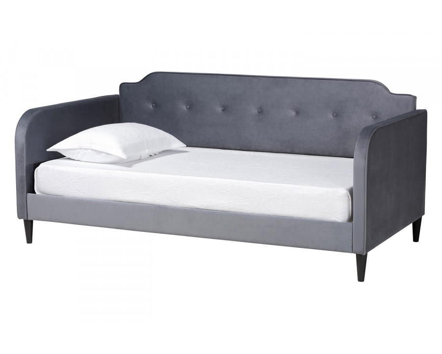 Baxton Kaya Modern Twin Size Daybed - Gray Velvet