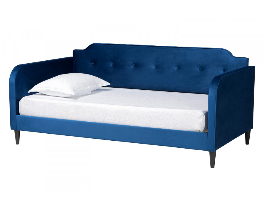 Baxton Kaya Modern Twin Size Daybed - Navy Blue Velvet