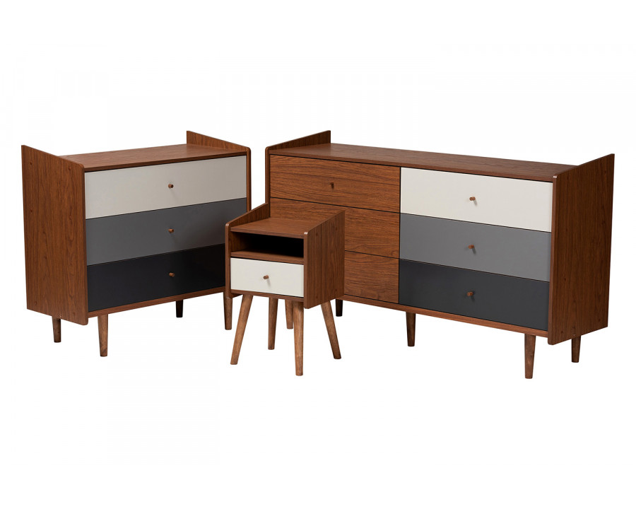 Baxton - Halden Mid-Century Modern 3-Piece Storage Set