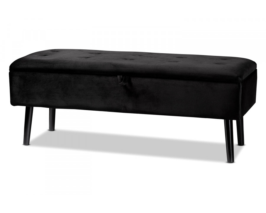 Baxton Caine Modern Storage Bench - Black Velvet