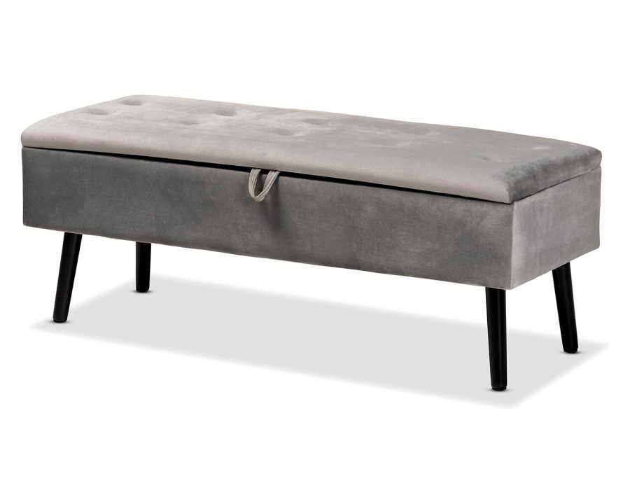 Baxton Caine Modern Storage Bench - Gray Velvet