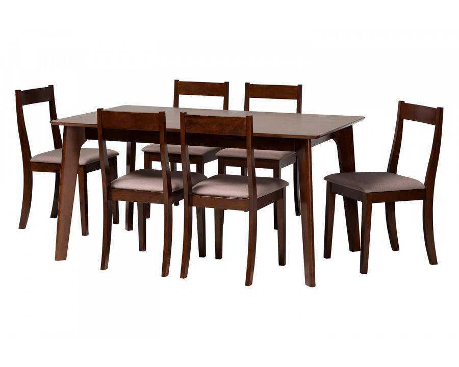 Baxton Carola Mid-Century Modern 7-Piece Dining Chair Set