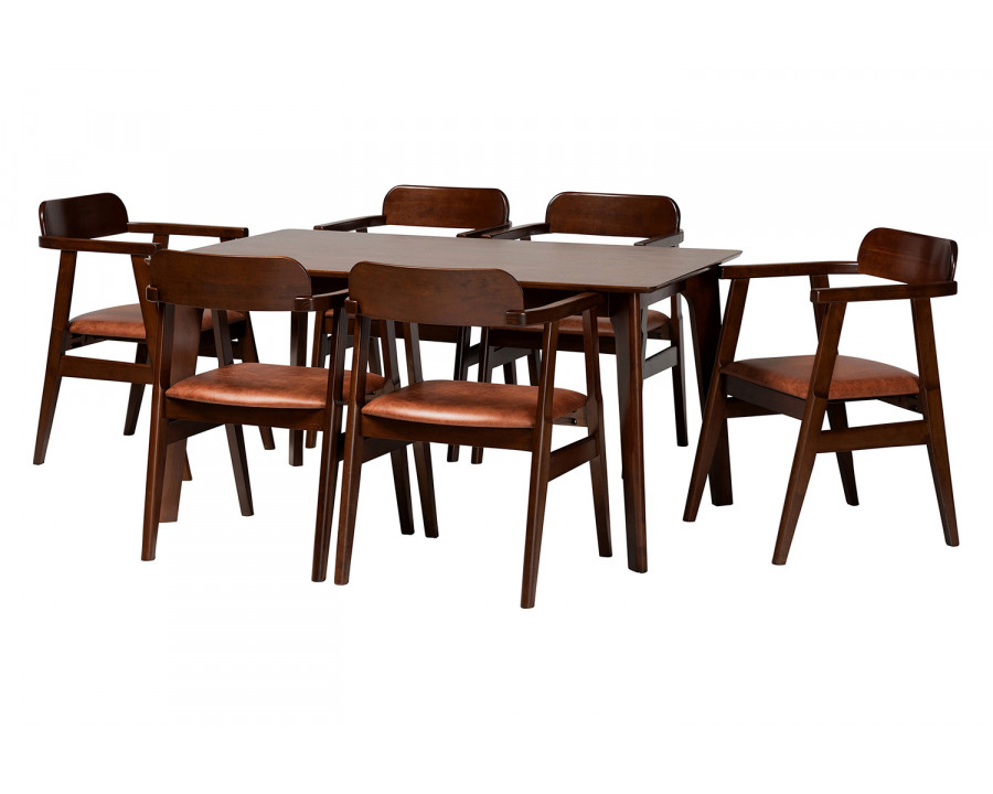 Baxton Cleo Mid Century Modern 7 Piece Dining Set - Light Brown