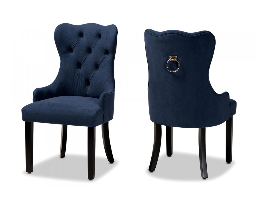 Baxton Fabre Modern 2-Piece Dining Chair Set - Navy Blue Velvet