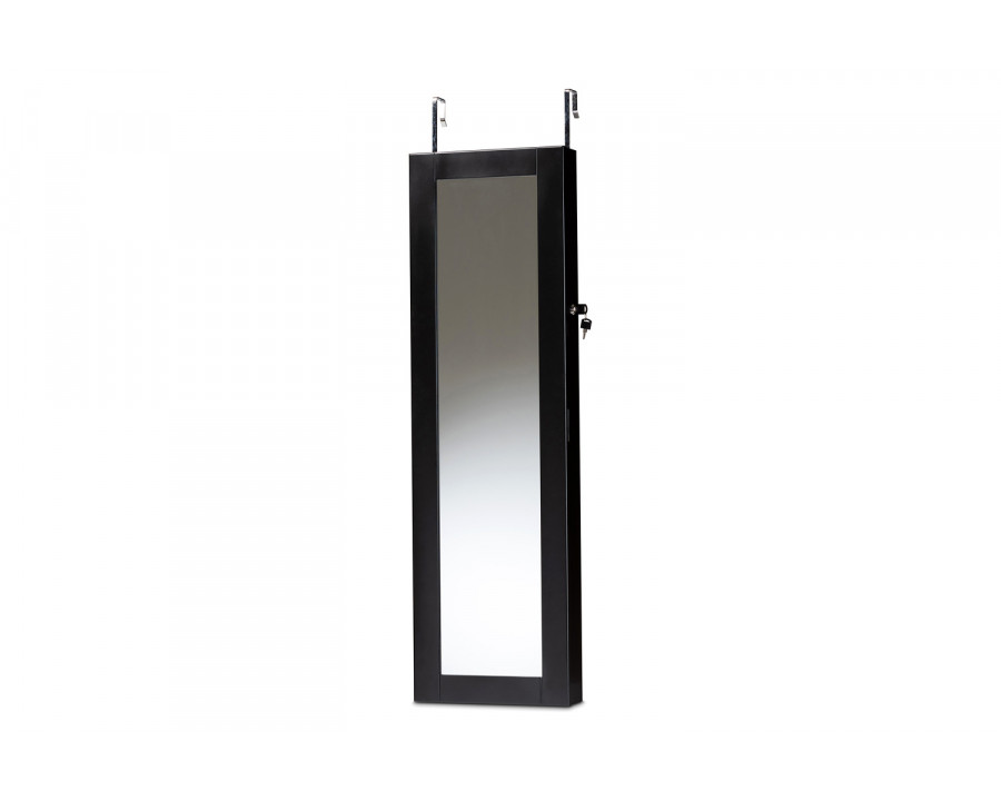 Baxton - Richelle Modern Jewelry Armoire With Mirror in Black