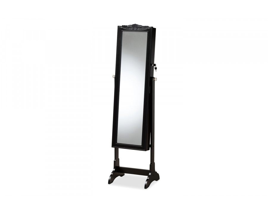 Baxton Madigan Modern Jewelry Armoire with Mirror - Black