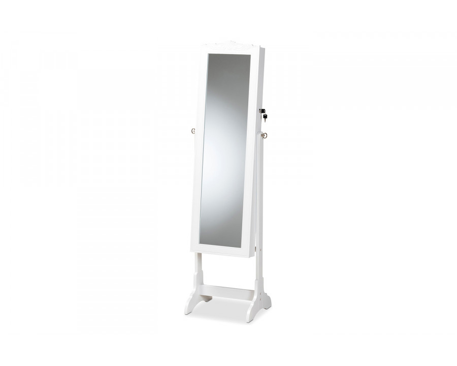 Baxton Madigan Modern Jewelry Armoire with Mirror - White