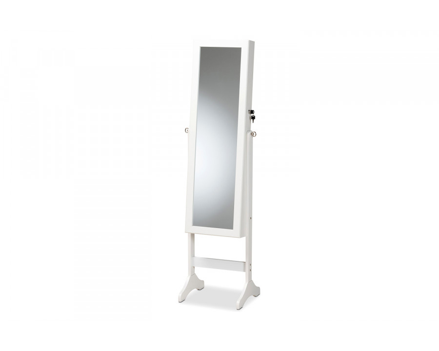 Baxton Ryoko Modern Jewelry Armoire with Mirror - White