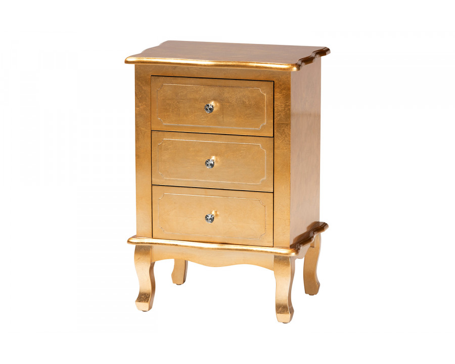 Baxton Newton 3-Drawer End Table - Gold