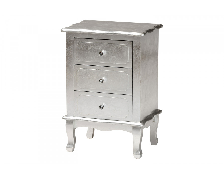 Baxton Newton 3-Drawer End Table - Silver