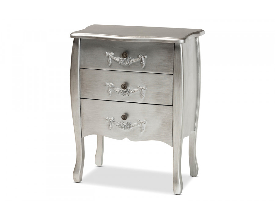 Baxton Eliya 3-Drawer Storage Cabinet - Brushed Silver