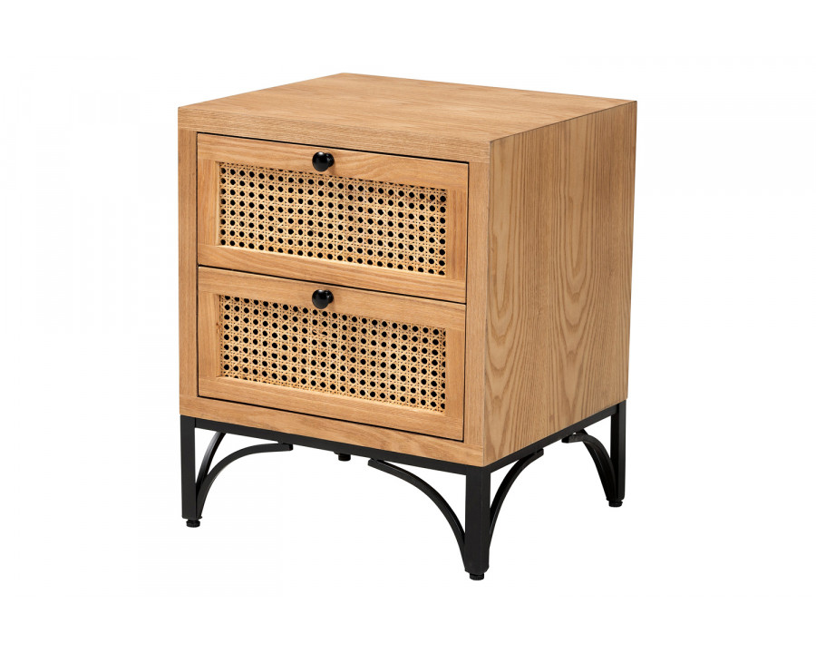 Baxton Weslan Mid-Century Modern 2-Drawer End Table