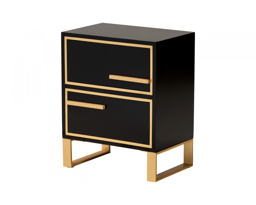 Baxton Giolla Contemporary Glam 2-Drawer End Table - Black