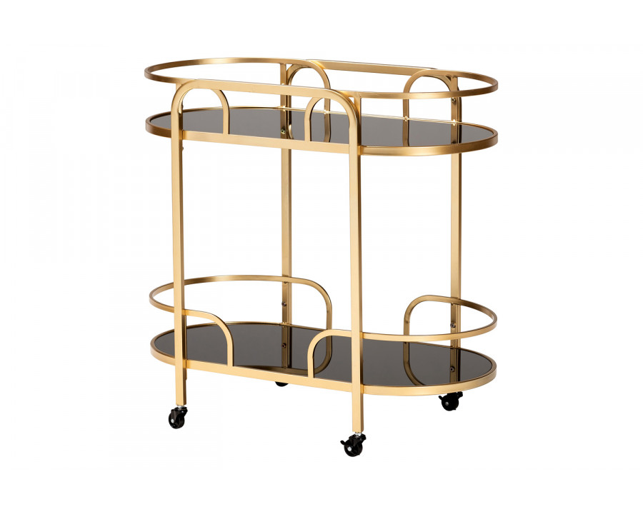 Baxton - Leighton Contemporary Glam 2-Tier Wine Cart