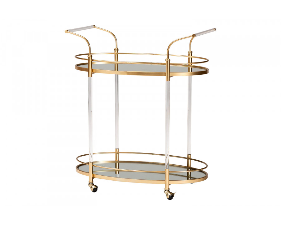 Baxton - Nakano Contemporary Glam 2-Tier Wine Cart