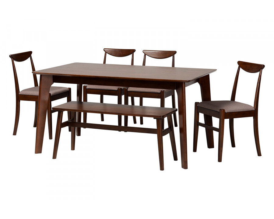 Baxton Delphina Mid Century Modern 6 Piece Dining Set - Grey