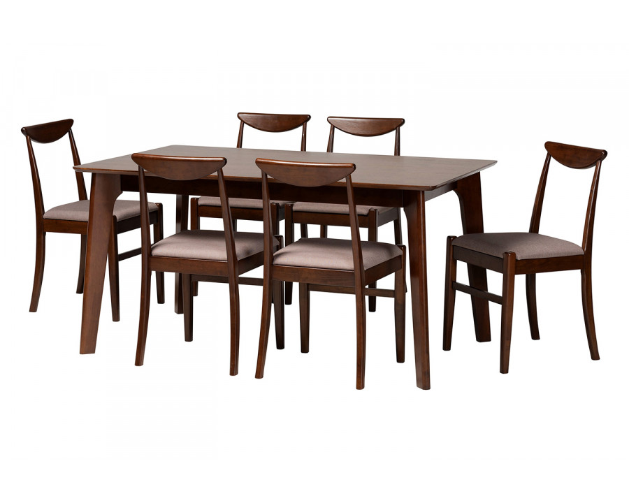 Baxton Delphina Mid Century Modern 7 Piece Dining Set - Grey