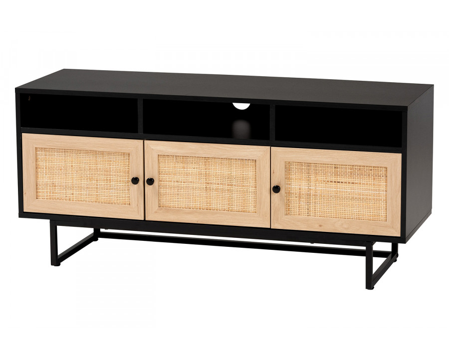 Baxton Declan Mid-Century Modern 3-Door TV Stand