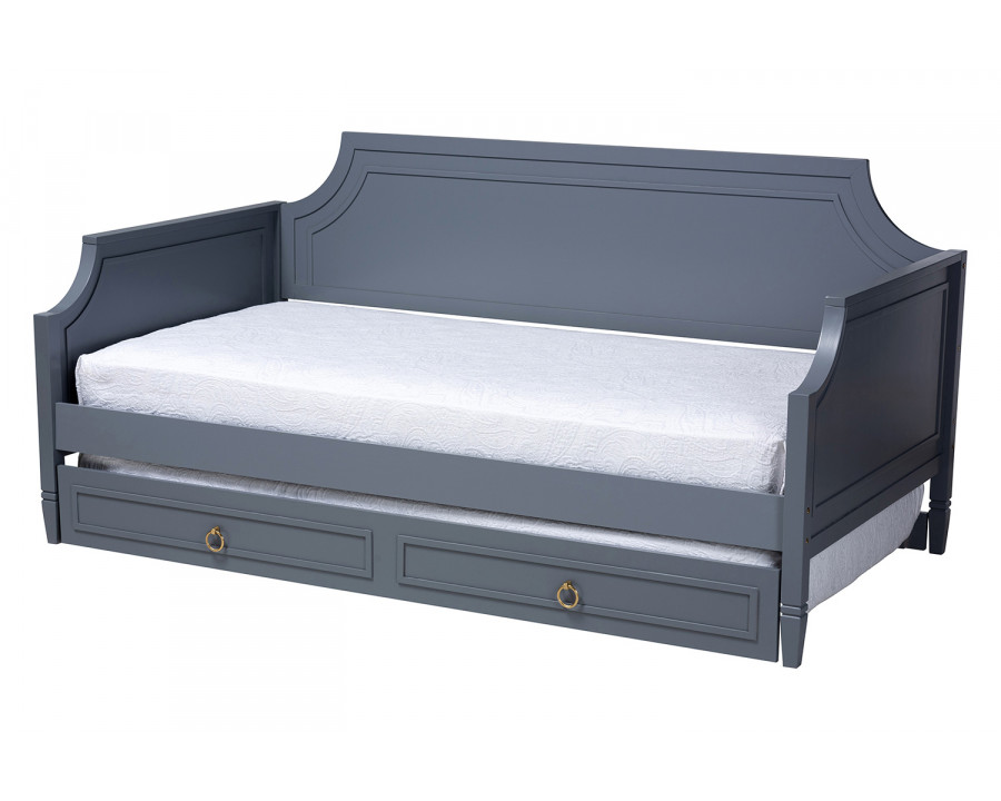 Baxton Mariana Daybed with Twin Size Trundle - Gray