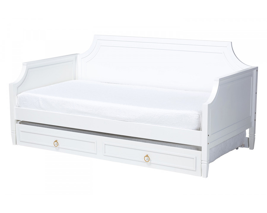 Baxton Mariana Daybed with Twin Size Trundle - White