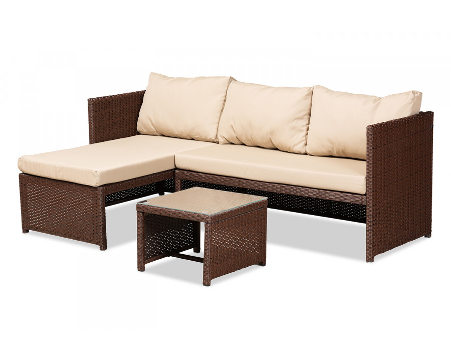 Baxton - Carlton Modern 3-Piece Outdoor Patio Lounge Set