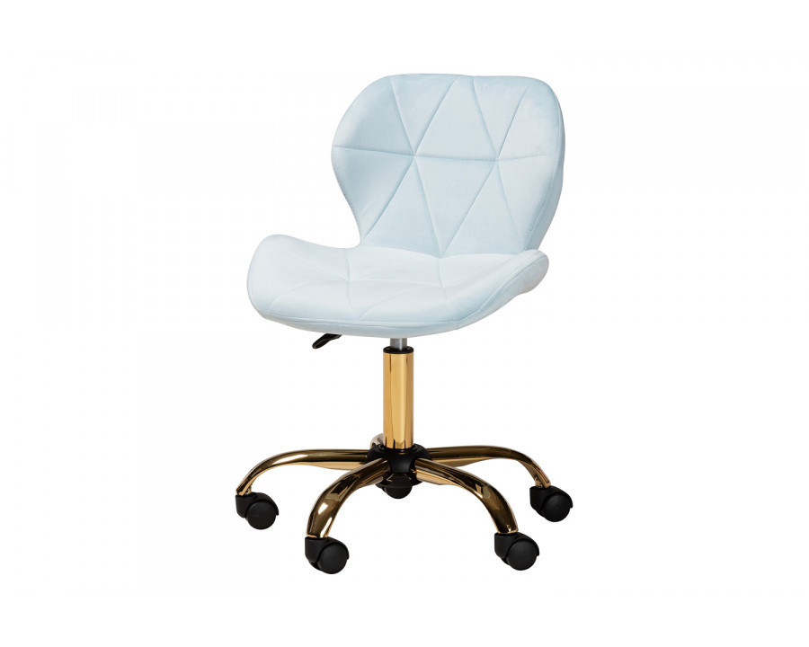 Baxton Savara Contemporary Glam Swivel Office Chair - Aqua Velvet