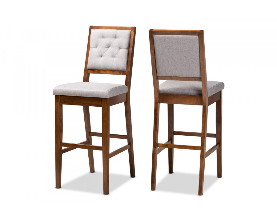 Baxton Gideon Modern 2-Piece Bar Stool Set - Gray