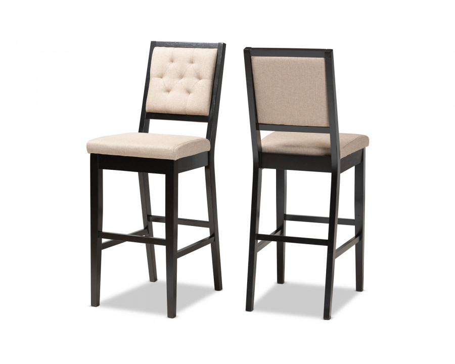 Baxton Gideon Modern 2-Piece Bar Stool Set - Sand