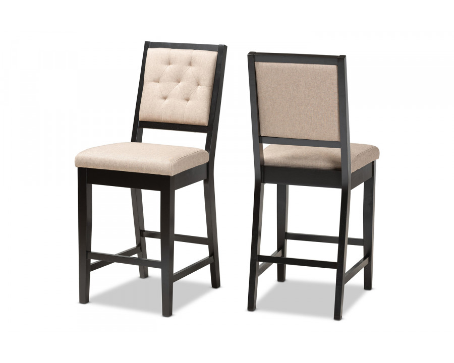 Baxton Gideon Modern 2-Piece Counter Stool Set - Sand