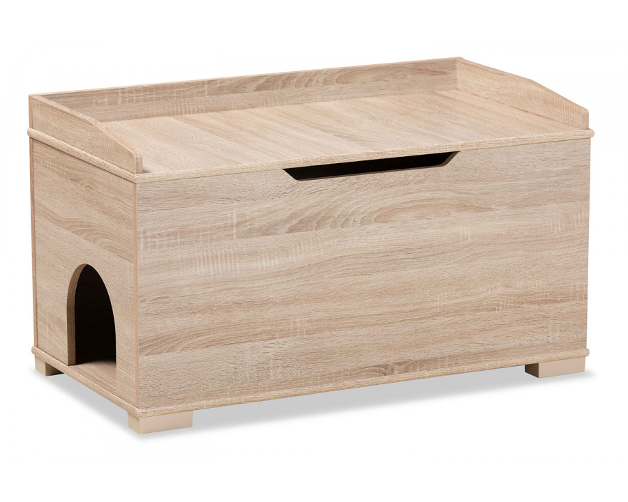 Baxton Mariam Modern Cat Litter Box Cover House - Oak