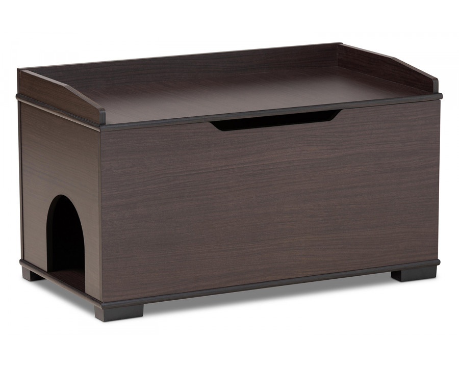 Baxton Mariam Modern Cat Litter Box Cover House - Dark Brown