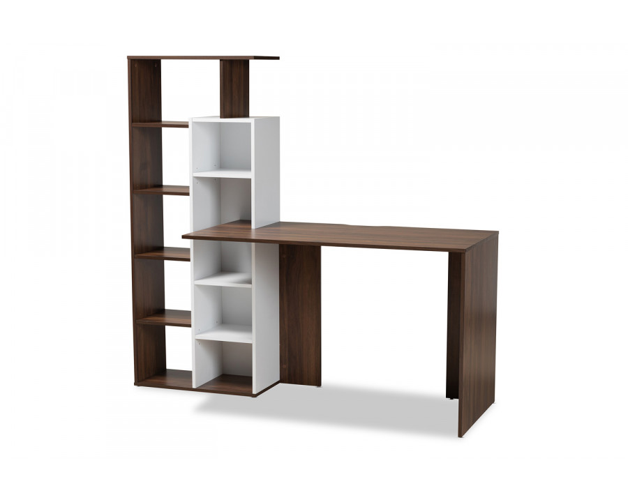 Baxton Rowan Modern Storage Computer Desk with Shelves