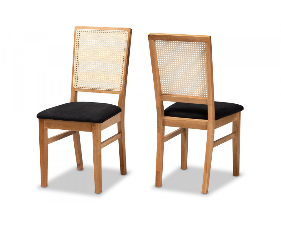 Baxton - Idris Mid-Century Modern 2-Piece Rattan Dining Chair Set