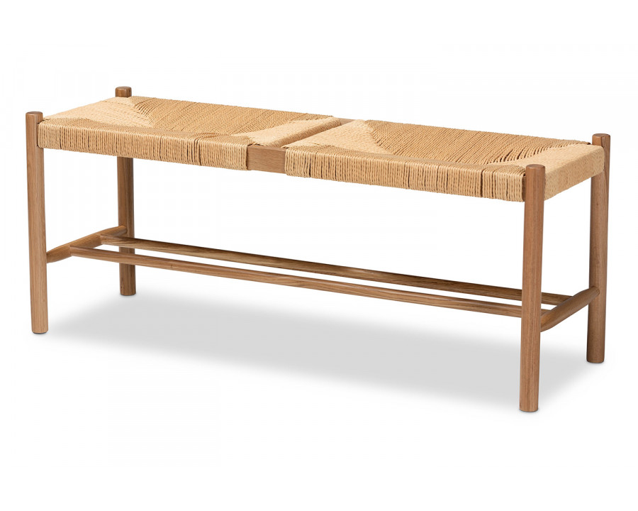 Baxton - Saura Mid-Century Modern Hemp Dining Bench