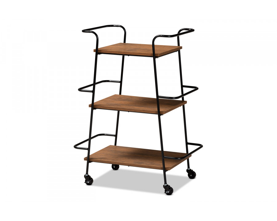 Baxton - Bernard 3-Tier Small Mobile Wine Bar Cart