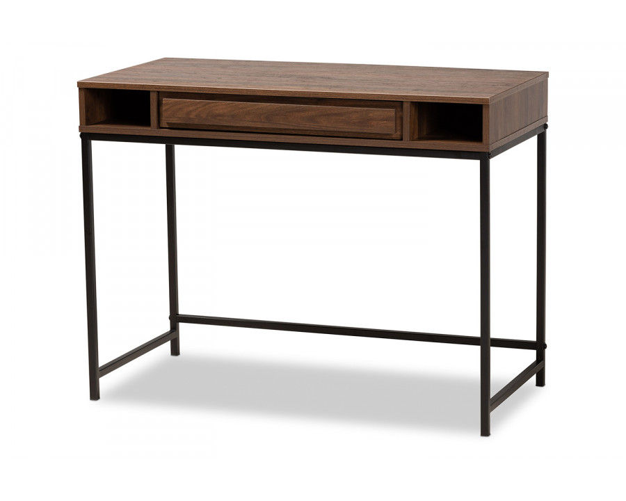 Baxton Cargan Modern 1-Drawer Desk - Walnut Brown