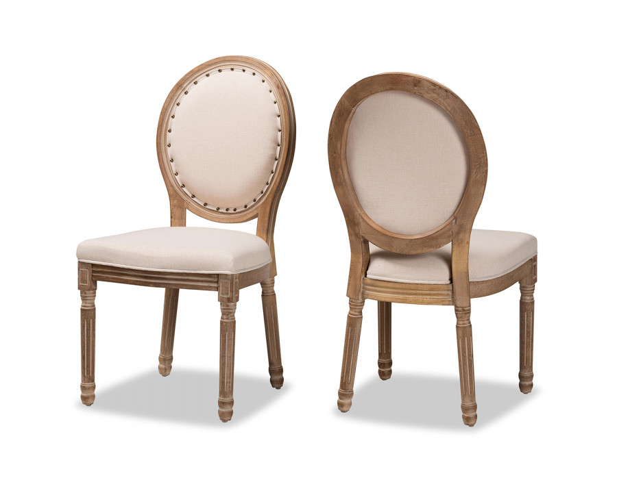 Baxton Louis 2-Piece Dining Chair Set - Beige