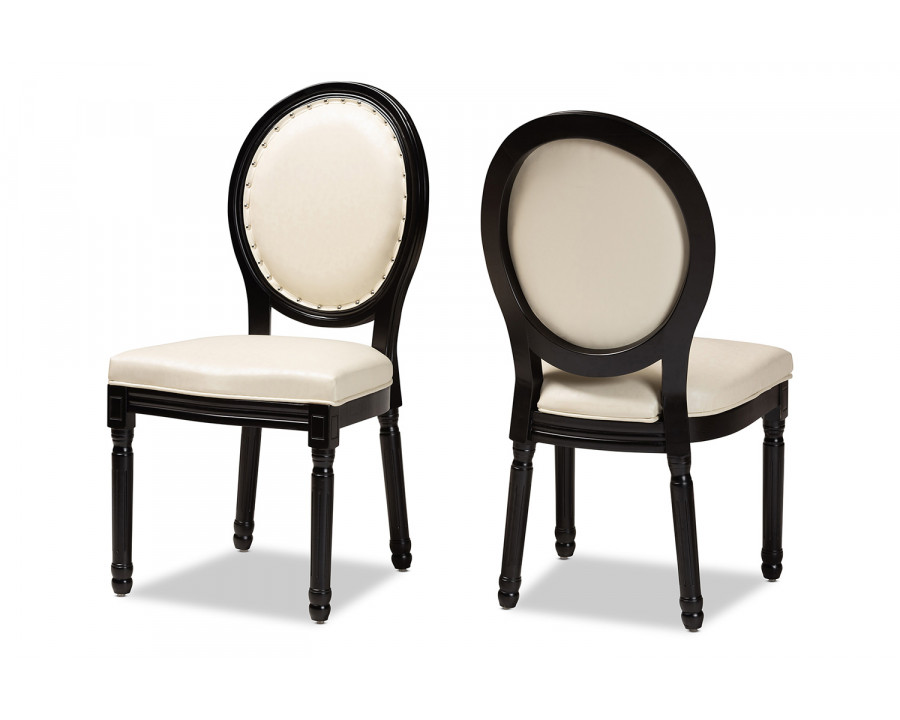 Baxton Louis 2-Piece Dining Chair Set - Beige Faux Leather