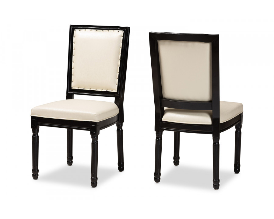 Baxton Louane 2-Piece Dining Chair Set - Beige Faux Leather