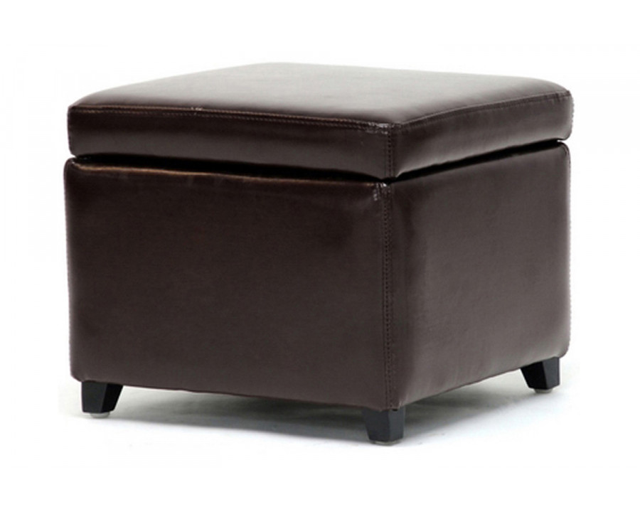 Baxton Small Storage Cube Ottoman - Dark Brown