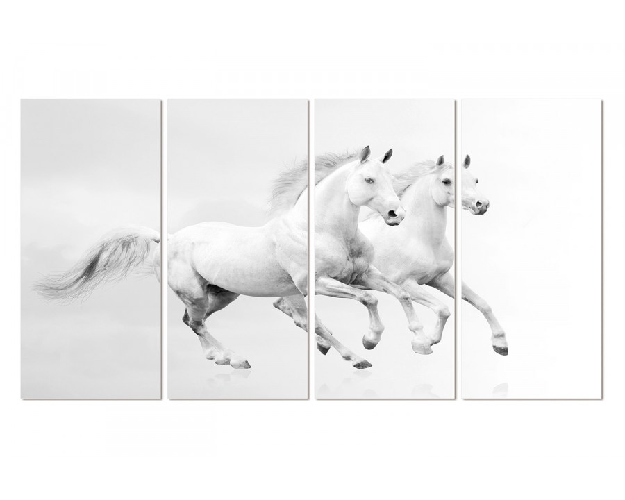 Bellini 4 Piece Acrylic Picture of 2 White Horses Running - Multi-Color, 60x112