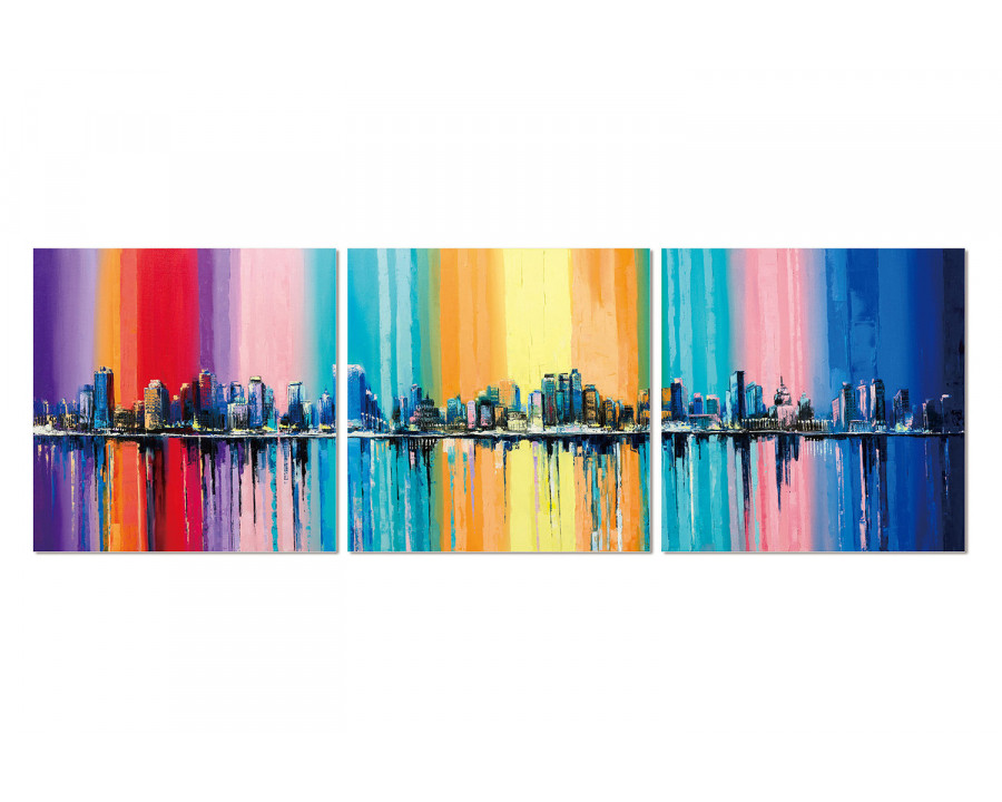 Bellini 3 Piece Acrylic Picture of Rainbow City - Multi-Color