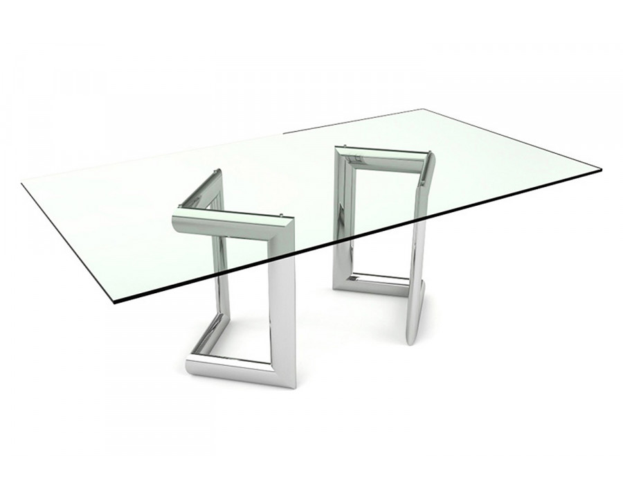 Bellini - Clara Rectangular Dining Table in Smoked Glass/Silver