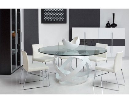 Bellini - Costa Dining Table 60" Glass Top in White