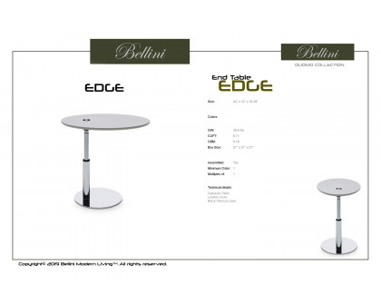 Bellini - Edge End Table in White/Silver