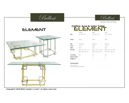 Bellini - Element Sofa Table in Silver/Gold