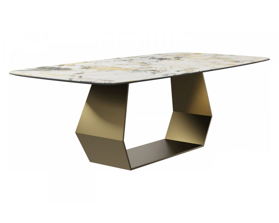 Bellini Ibiza Dining Table - Ceramic Etoile De Rex Symphonie/Pearl Champange, 87"