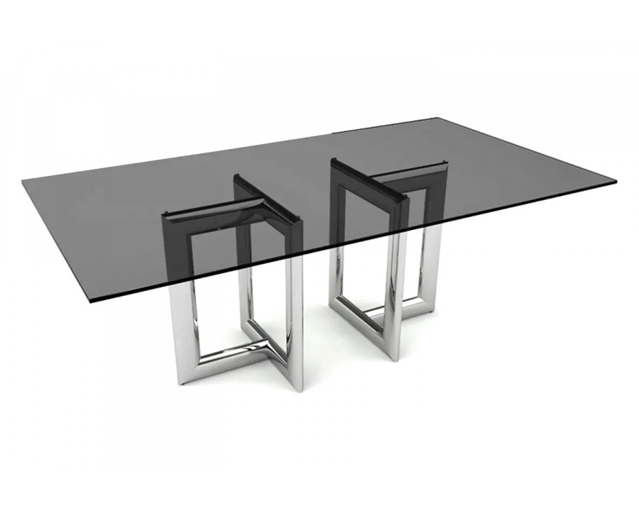 Bellini - Laina Rectangular Dining Table in Smoked Glass/Silver