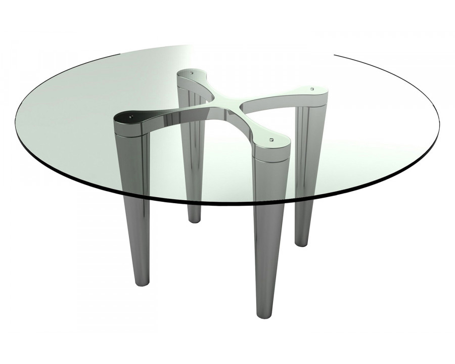 Bellini - Lara Round Dining Table in Smoked Glass/Silver