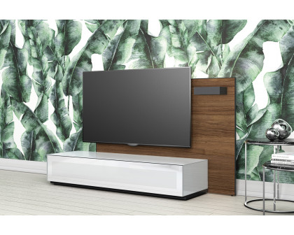 Bellini - Leggera TV Stand in Glossy White/Walnut